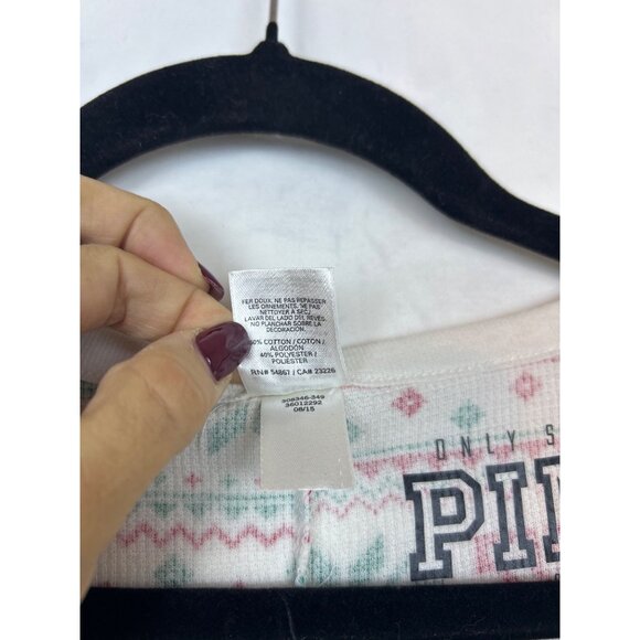 Victoria's Secret PINK Christmas Fair Isle Thermal One-Piece Pajamas S - Picture 5 of 9